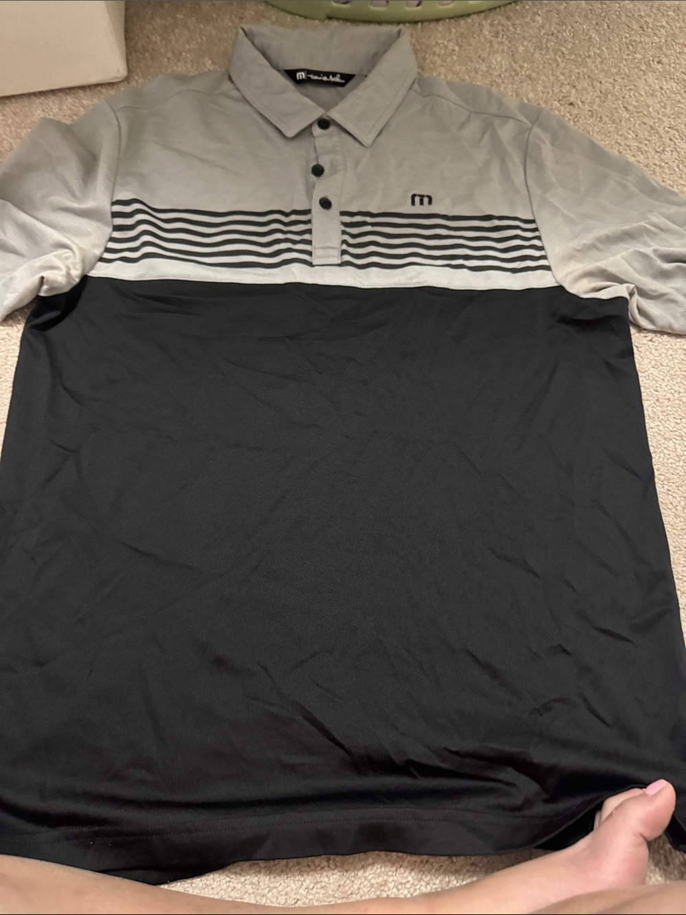 Travis Mathew Men’s Two-Tone Polo in Gray and Black